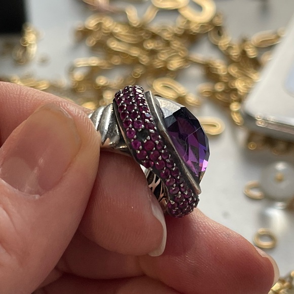 DAVID YURMAN WAVERLY AMETHYST RING PINK SAPPHIRES - Picture 12 of 12